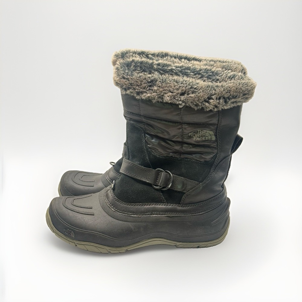 The North Face Snow Boot Women Sz 8 Shellista Pull-On Winter Faux Fur Black